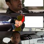 The Rock Driving Elmer Fudd Looney Tunes meme