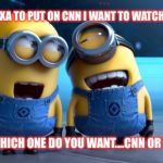 MINIONS | I ASKED ALEXA TO PUT ON CNN I WANT TO WATCH THE NEWS; SHE SAID WHICH ONE DO YOU WANT....CNN OR THE NEWS! | image tagged in minions | made w/ Imgflip meme maker