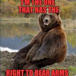 Bear | I'M THE ONE THAT HAS THE; RIGHT TO BEAR ARMS | image tagged in memes,funny memes,funny,bear,dank memes | made w/ Imgflip meme maker