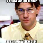 Gun Control is Not the Answer to Las Vegas shooting | GUN CONTROL THE ANSWER AFTER LAS VEGAS SHOOTING? 4TH OF JULY WEEKEND ,84 SHOT ,14 DEAD IN CHICAGO THE CITY WITH THE TOUGHEST GUN LAWS.MORE LIKE PEOPLE CONTROL | image tagged in jim the office,guncontrol,guncontrol lasvegas | made w/ Imgflip meme maker