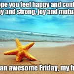 My Wish | I hope you feel happy and content, healthy and strong, joy and mutual love. Have an awesome Friday, my friend! | image tagged in my wish | made w/ Imgflip meme maker