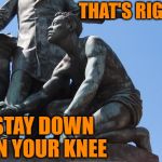 Keep kneeling before the flag | THAT'S RIGHT; STAY DOWN ON YOUR KNEE | image tagged in nfl slave,nfl memes,nfl,nfl logic,memes,nsfw | made w/ Imgflip meme maker