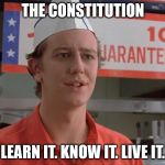 judge reinhold | THE CONSTITUTION; LEARN IT. KNOW IT. LIVE IT. | image tagged in judge reinhold | made w/ Imgflip meme maker