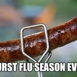 Bratwurst | WURST FLU SEASON EVER! | image tagged in bratwurst | made w/ Imgflip meme maker