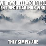 Feel what you Feel | FEEL WHAT YOU FEEL. YOUR FEELINGS AREN'T NEGOTIABLE OR WRONG. THEY SIMPLY ARE | image tagged in grief,loss,feelings,healing,inspirational,love | made w/ Imgflip meme maker
