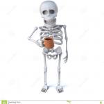skeleton drinking tea