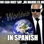 mr. worldwide | WHEN YOU CAN ONLY SAY ,,MI MADRE ES MI PADRE"; IN SPANISH | image tagged in mr worldwide | made w/ Imgflip meme maker