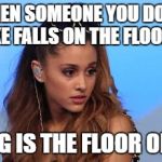 Ariana Grande | WHEN SOMEONE YOU DON'T LIKE FALLS ON THE FLOOR!!! OMG IS THE FLOOR OKAY | image tagged in ariana grande | made w/ Imgflip meme maker