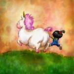 Pink Fluffy Unicorns Dancing On Rainbows