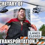 chris christie | SECRETARY OF; TRANSPORTATION ? | image tagged in chris christie | made w/ Imgflip meme maker