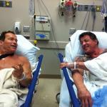 Arnie and Stallone in hospital  meme