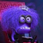 purple minion with tiara meme