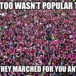 Womens March | #METOO WASN’T POPULAR THEN; BUT THEY MARCHED FOR YOU ANYWAY | image tagged in womens march | made w/ Imgflip meme maker