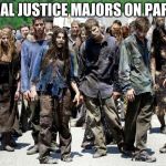 Walking dead meme | SOCIAL JUSTICE MAJORS ON PARADE. | image tagged in walking dead meme | made w/ Imgflip meme maker