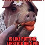 Lipstick on a pig | "DEMOCRATIC SOCIALISM", IS LIKE PUTTING LIPSTICK ON A PIG | image tagged in lipstick on a pig | made w/ Imgflip meme maker