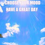 Sunshine | HAVE A GREAT DAY; CHOOSE YOUR MOOD | image tagged in sunshine | made w/ Imgflip meme maker