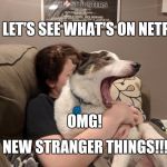 It's that time of the year | LET'S SEE WHAT'S ON NETF-; OMG! NEW STRANGER THINGS!!!! | image tagged in stranger things,netflix,what a twist | made w/ Imgflip meme maker