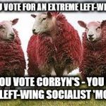 corbyn momentum socialist extremist | WOULD YOU VOTE FOR AN EXTREME LEFT-WING PARTY? IF YOU VOTE CORBYN'S - YOU GET EXTREME LEFT-WING SOCIALIST 'MOMENTUM' | image tagged in corbyn momentum socialist extremist | made w/ Imgflip meme maker