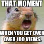 Help me get that moment! | THAT MOMENT; WHEN YOU GET OVER OVER 100 VIEWS. | image tagged in gasp,that moment when,squirrel,views,upvotes,help me | made w/ Imgflip meme maker