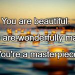 beauty  | You are beautiful. You are wonderfully made. You're a masterpiece. | image tagged in beauty | made w/ Imgflip meme maker