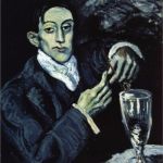 Picasso's Little Helper - Art Week Oct 30 - Nov 5, A JBmemegeek & Sir_Unknown event | THE GENIUS BEHIND PICASSO . . . ABSINTHE AND METH | image tagged in picasso drinking,art week,memes,jbmemegeek,sir_unknown,absinthe | made w/ Imgflip meme maker