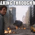 Avengers Bruce Banner Angry Secret | ME WALKING THROUGH MY LIFE | image tagged in avengers bruce banner angry secret | made w/ Imgflip meme maker