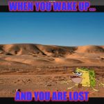 Spongar meme | WHEN YOU WAKE UP... AND YOU ARE LOST | image tagged in spongar meme | made w/ Imgflip meme maker