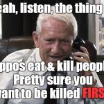 PSA: Hippos kill people, and hippos eat people. Has anyone seen Donna Brazile lately?? | Yeah, listen, the thing is; hippos eat & kill people. Pretty sure you want to be killed FIRST. FIRST | image tagged in tracy,yeah listen,hippo,psa,here's the thing,donna brazile | made w/ Imgflip meme maker