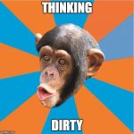 Monkey | THINKING; DIRTY | image tagged in monkey | made w/ Imgflip meme maker