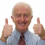 old man two thumbs up