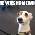 homework? | THERE WAS HOMEWORK? | image tagged in homework | made w/ Imgflip meme maker
