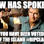 Survivor | 3W HAS SPOKEN; YOU HAVE BEEN VOTED OFF THE ISLAND #RIPCLAIRE | image tagged in survivor | made w/ Imgflip meme maker