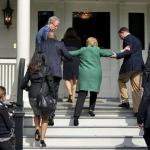 Hillary going upstairs