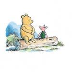 pooh and piglet sitting on a log