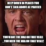 Jessup | DEEP DOWN IN PLACES YOU DON'T TALK ABOUT AT PARTIES; YOU WANT THE NRA ON THAT WALL , YOU NEED THE NRA ON THAT WALL! | image tagged in jessup | made w/ Imgflip meme maker