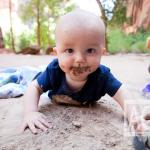 Baby eating dirt