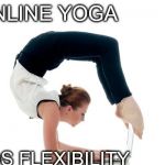 You are so flexible | ONLINE YOGA; BUILDS FLEXIBILITY | image tagged in you are so flexible | made w/ Imgflip meme maker