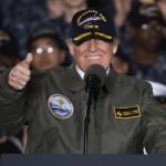 Trump in Navy uniform on ship meme