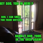 Turkey | HEY  BOB,  YOU  IN  HERE ? BOB,  I  CAN  SMELL  YOU  FROM  OUTSIDE. DAMN  IT, BOB,  YOUR  IN  THE  OVEN  AGAIN! | image tagged in turkey | made w/ Imgflip meme maker