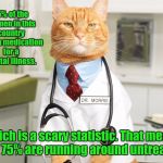 Cat Doctor | 25% of the women in this country are on medication for a mental illness. Which is a scary statistic. That means that 75% are running around untreated. | image tagged in cat doctor | made w/ Imgflip meme maker