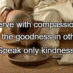Serve  | Serve with compassion. See the goodness in others. Speak only kindness. | image tagged in serve | made w/ Imgflip meme maker