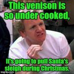 gordon ramsey | This venison is so under cooked, it's going to pull Santa's sleigh during Christmas. | image tagged in gordon ramsey | made w/ Imgflip meme maker