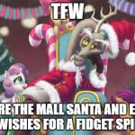 defeated discord | TFW; YOU'RE THE MALL SANTA AND EVERY KID WISHES FOR A FIDGET SPINNER | image tagged in defeated discord | made w/ Imgflip meme maker