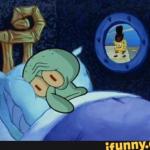 Squidward In Bed meme