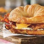 bacon egg and cheese on croissant