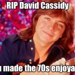 David Cassidy | RIP David Cassidy; You made the 70s enjoyable | image tagged in david cassidy | made w/ Imgflip meme maker
