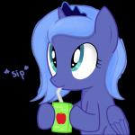 Luna sipping apple juice meme