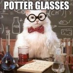 Harry Potter Glasses | THESE HARRY POTTER GLASSES; MAKE ME SMARTER | image tagged in chem cat,harry potter,glasses | made w/ Imgflip meme maker