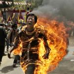 Tibetan running on fire