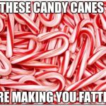 Candy cane | THESE CANDY CANES; ARE MAKING YOU FATTER | image tagged in candy cane | made w/ Imgflip meme maker